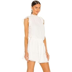 1 STATE Flutter Sleeve Smocked Neck Dress In Soft Ecru Size:XS (Revolve)